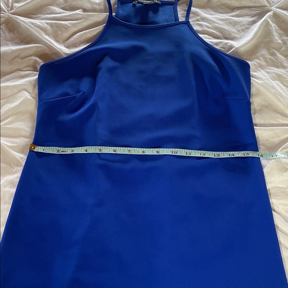 Boston Proper Blue Sleeveless High Neck Short Dress - Picture 9 of 9